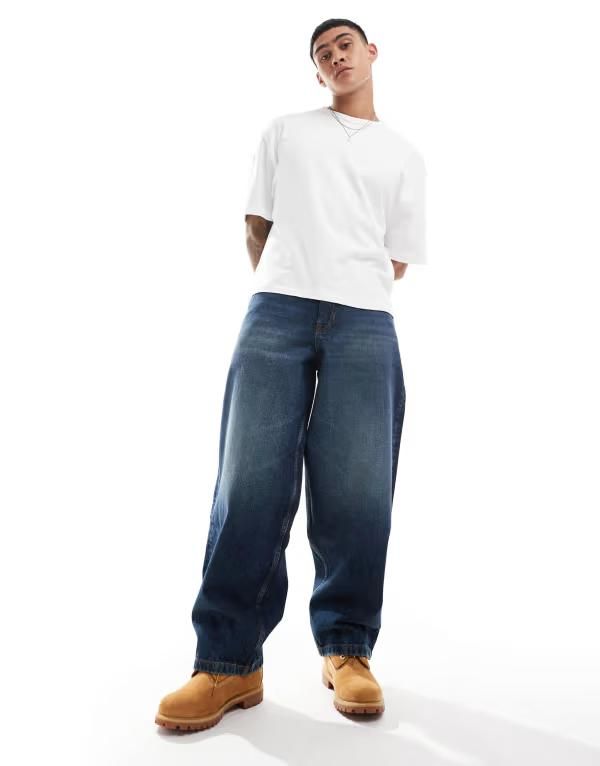 エイソス メンズ ボトムス デニムパンツ ジーンズ ASOS DESIGN super baggy jeans in dark wash Dark wash blue ブルー