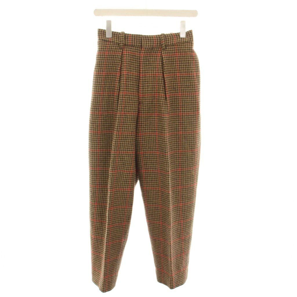 マーカウェア MARKA WARE クラシックフィットトラウザーズ CLASSIC FIT TROUSERS イージーパンツ スラックス ジップフライ 千鳥格子柄 1 茶 ブラウン 赤 レッド A18F-08PT02C /YT