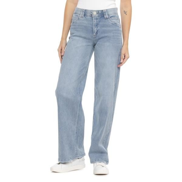 デモクラシー レディース ボトムス デニムパンツ ワイドレッグ ジーンズ Democracy AbTechnology Wide Legrind Hem Jeans High Rise Light Blue ブルー