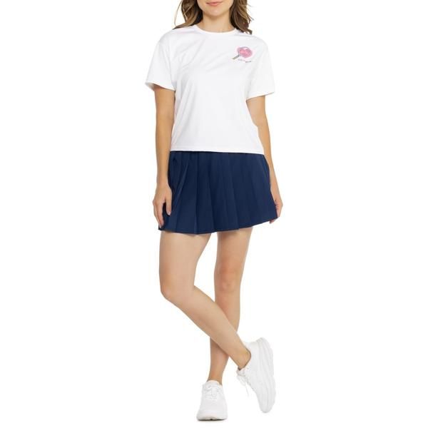 ライフイズグッド レディース ボトムス ハーフパンツ・ショーツ プリーツ シャツ グラフィック Life is Good Tennis Graphic Shirt and Pleated Skort Set Short Sleeve White And Med