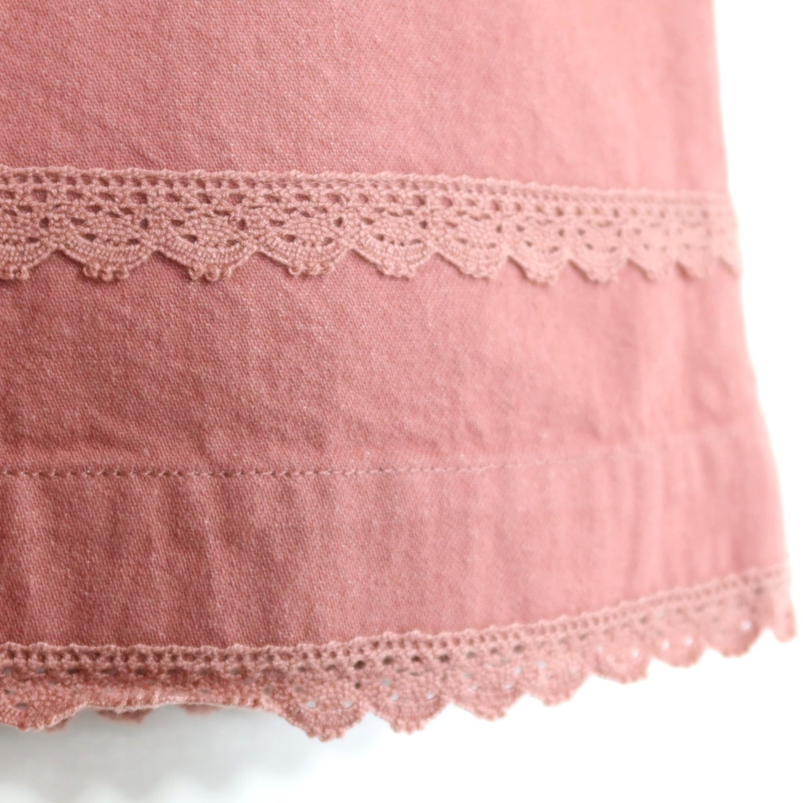 ピンクハウス☆お花の刺繍&レース♪デニムスカート 大きいサイズL