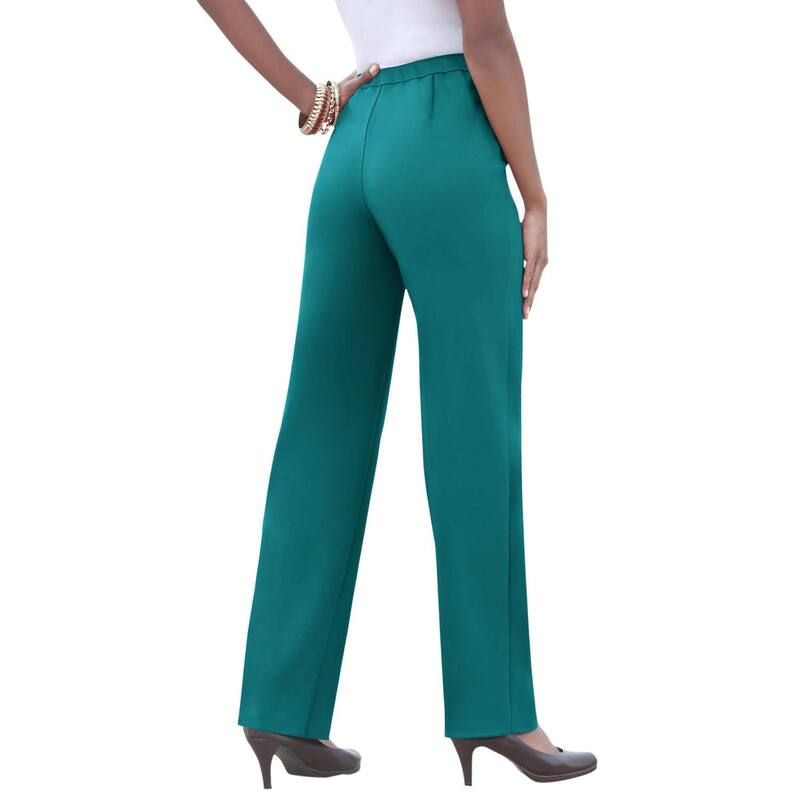 ロアマンズ レディース ボトムス カジュアルパンツ ストレート プラスサイズ プチ Roamans Womens Plusize Petite Classic Bend Over Pant Woven PullOn Straight Leg Pantropic