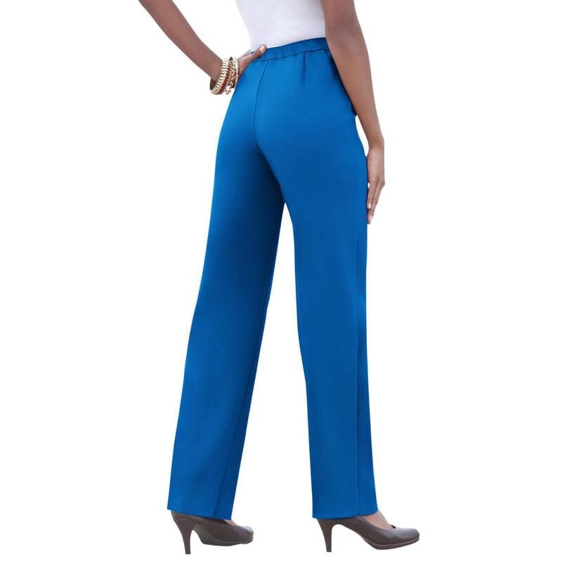 ロアマンズ レディース ボトムス カジュアルパンツ ストレート プラスサイズ プチ Roamans Womens Plusize Petite Classic Bend Over Pant Woven PullOn Straight Leg Pant Vivi