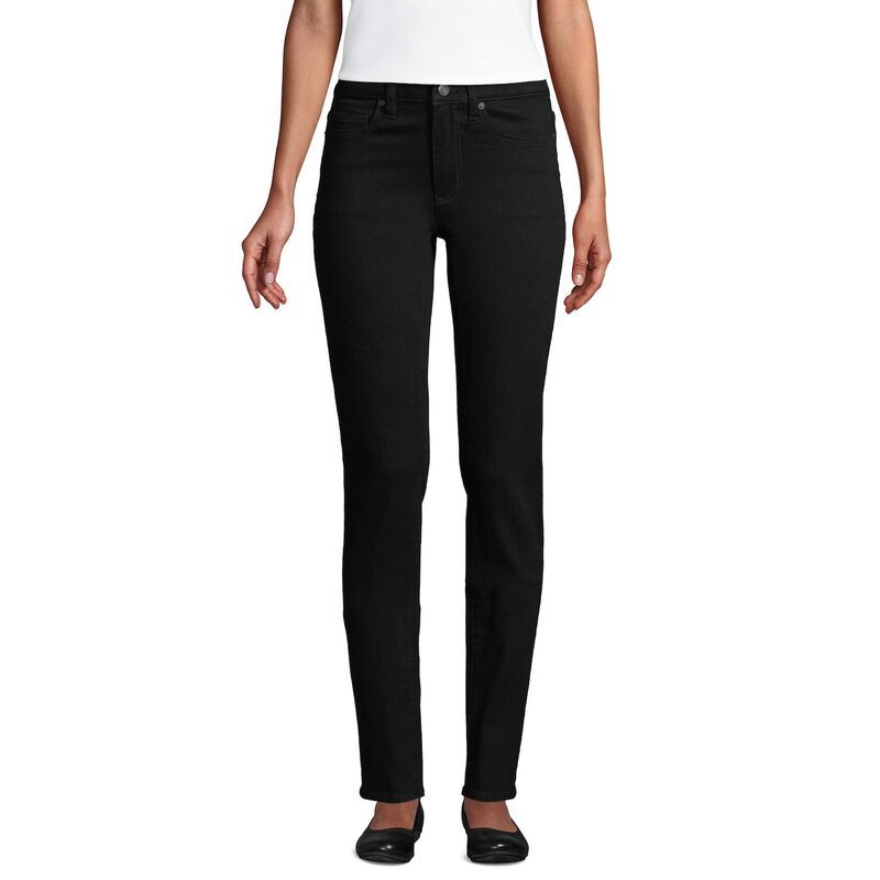 ランズエンド レディース ボトムス デニムパンツ ミッドライズ トール ジーンズ Womens Tallands End Midrise StraightLeg Jeans Black ブラック