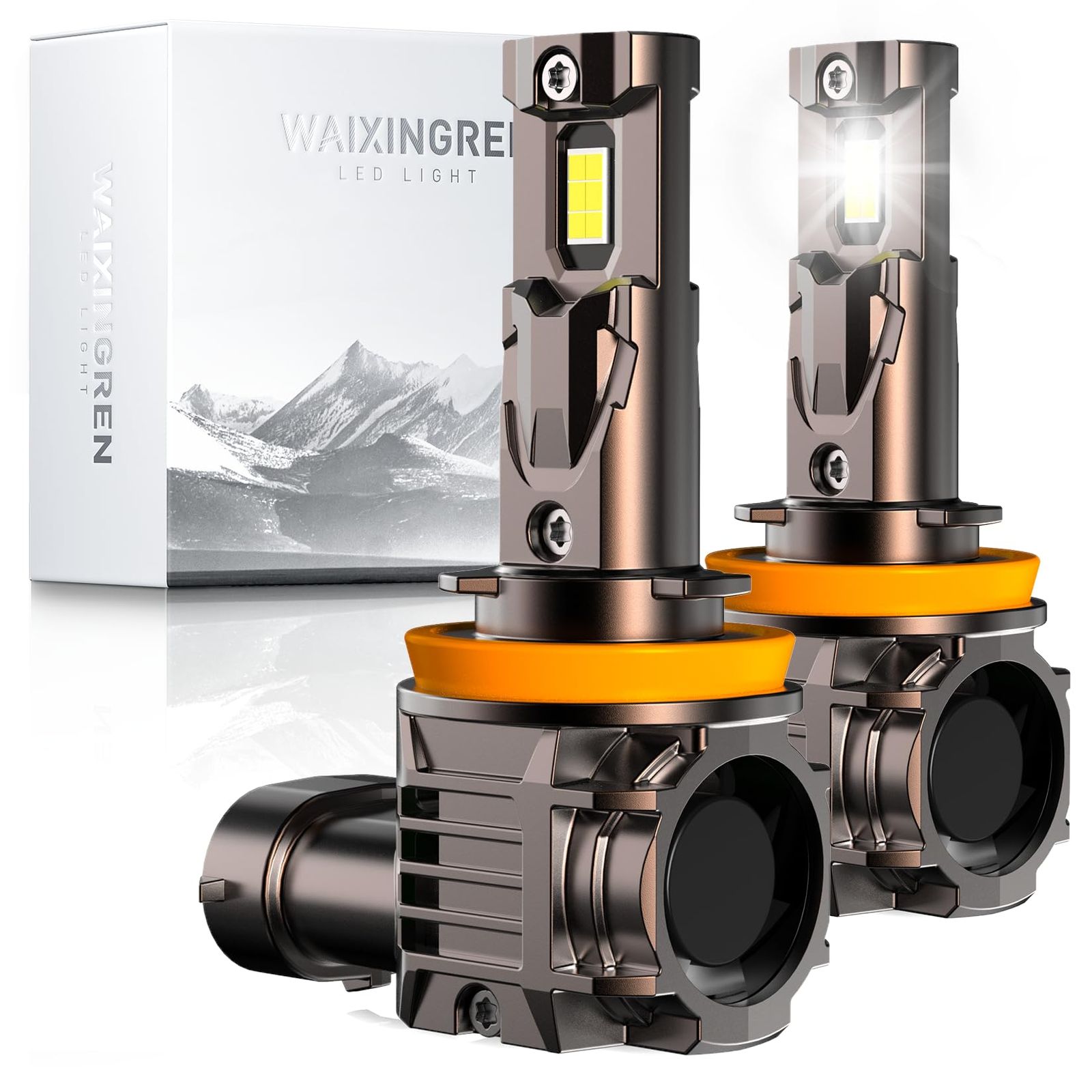 WAIXINGREN H11 LEDヘッドライト 爆光 LEDバルブ 8倍明るさ Hi/Lo 26000LM 6500K ホワイト 高輝度 LEDチップ搭載 H8 LED ライト 車検対応 ヘッドライトバルブ ハロゲンサイズ DC12V-16V 四重 ...