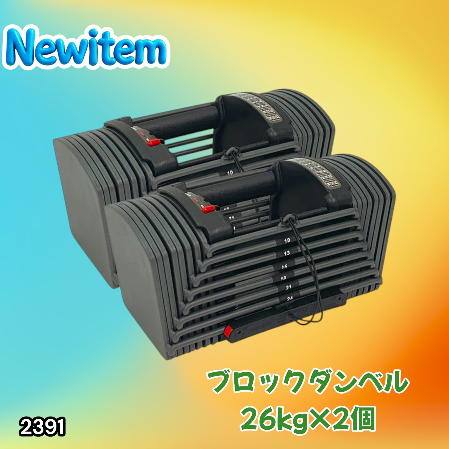 #2391 ダンベル ブロック 26kg 2個セット 24段階調整 ※一部地域離島別途配送料有