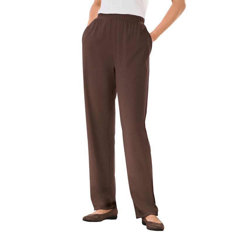 ウーマン ウィズイン レディース ボトムス カジュアルパンツ プラスサイズ ニット Woman Within Plusize 7Day Knit StraightLeg PullOn Pants Chocolate チョコレート