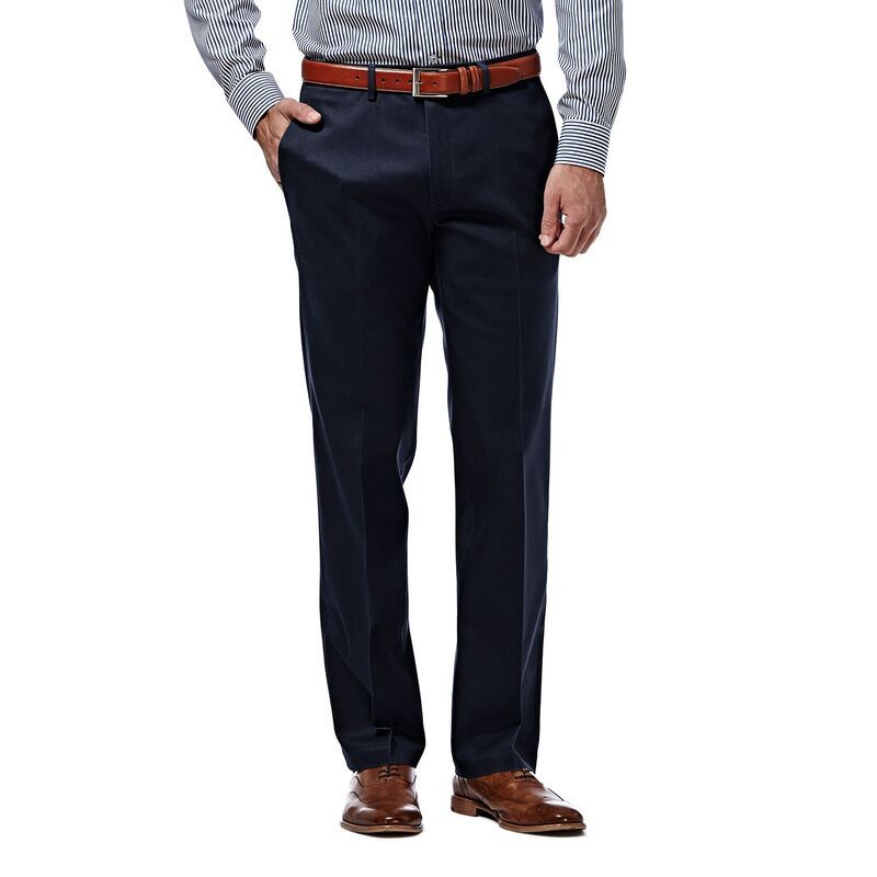 ハガー メンズ ボトムス カジュアルパンツ Men s Haggar Premium NoIron Khaki Super Flex WaistraightFit Stretch FlatFront Pants Dark Navy ネイビー