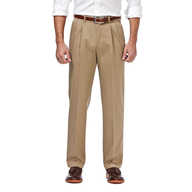 ハガー メンズ ボトムス カジュアルパンツ プリーツ Men s Haggar Premium NoIron Khaki Stretch ClassicFit Pleated Expandable Waist Pantsand サンド