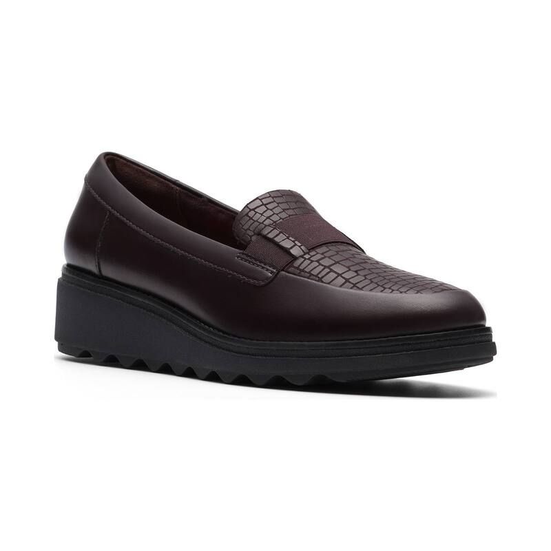 クラークス レディース シューズ スリッポン・ローファー レザー ヒール Clarksharon Pace Womens Leather SlipOn Wedge Heeloafers Merlot Leather 23,998円
