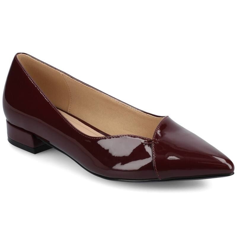 ジャーニー レディース シューズ サンダル ヒール Journee Medium and Wide Width Carmin WomenslipOn Low Block Heel Dress Flats Patent Oxblood オックスブラッド