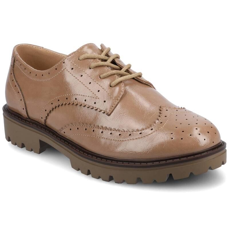 ジャーニー レディース シューズ サンダル オックスフォード Journee Claudiya Tru Comfort Foam Womens Oxford Shoes Patentaupe トープ