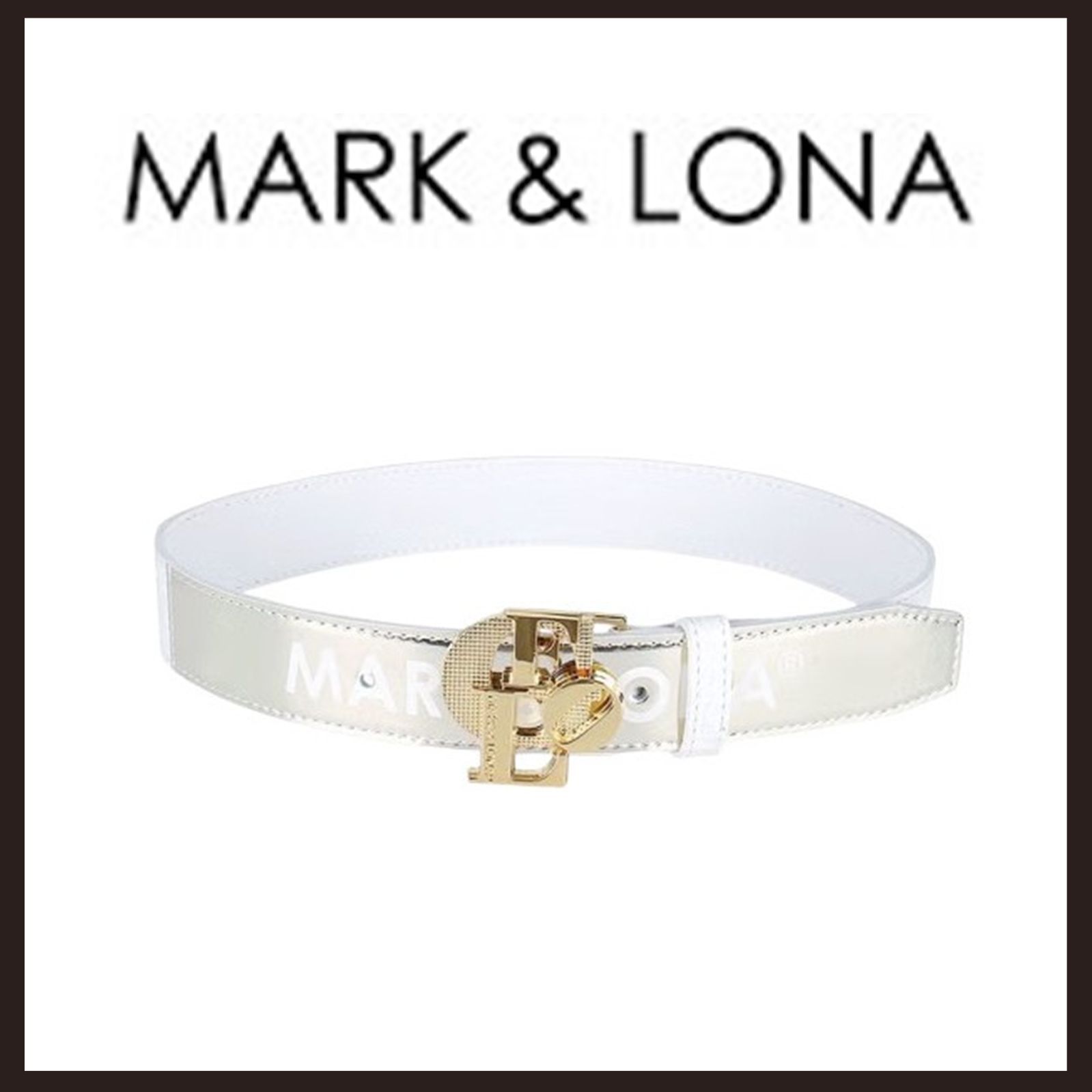 訳有り 未使用　MARK&LONA(マークアンドロナ)　ストニーコンビ レザーベルト　サイズ4　ホワイト