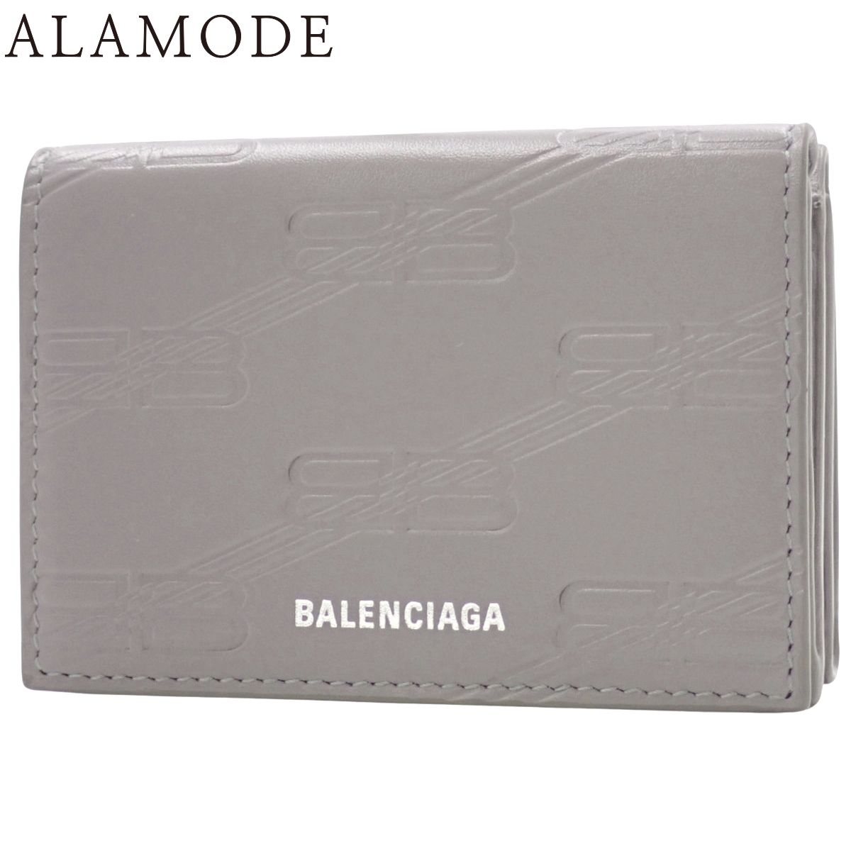 BALENCIAGA(バレンシアガ) BBモノグラム ウォレット コンパクトウォレット 三つ折り 3つ折り ミニウォレット 小物 レザー グレー シルバー金具 717790 レディース 40802189916【中古】【アラモード】