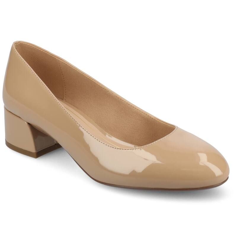 ジュルネ コレクション レディース シューズ パンプス ヒール Journee Collection Medium and Wide Width Saarii WomenslipOn Block Heel Pumps Beige Patent ベージュ