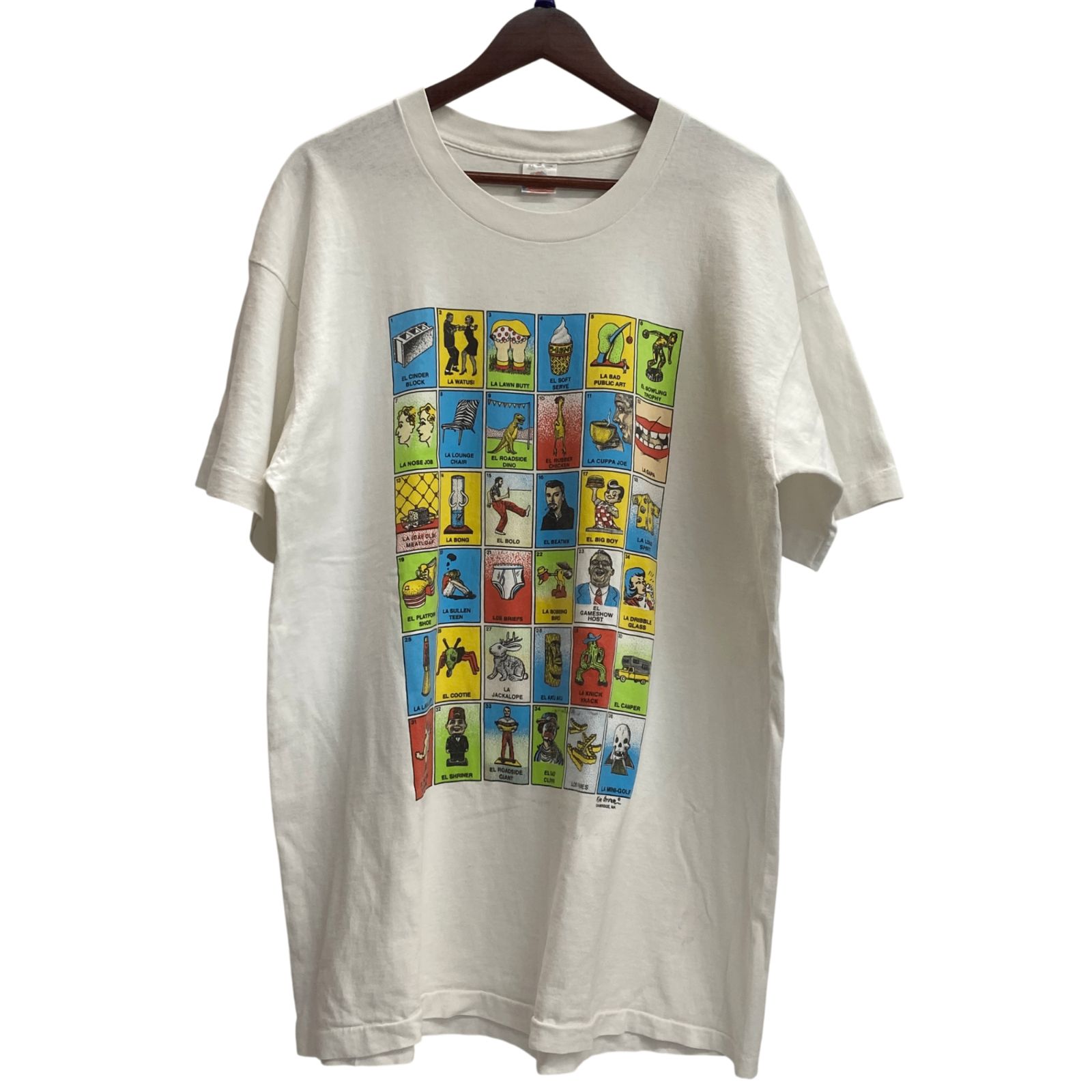 ヴィンテージ vintage 90's Ken Brown Loteria USA製 アートプリント Tシャツ ホワイト XLサイズ 201MT-5965 VB