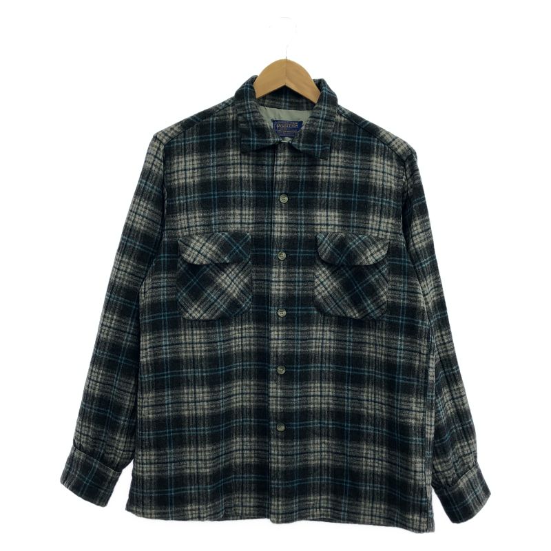 【中古】60s PENDLETON オンブレチェックボードシャツ サイズM ブルー　ペンドルトン[17]