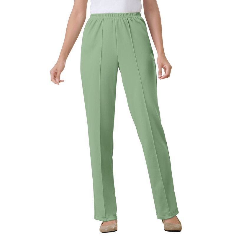 ウーマン ウィズイン レディース ボトムス カジュアルパンツ プラスサイズ トール ニット Woman Within Plusize Tall Knit HassleFree PullOn ElasticWaist Pantsage セージ