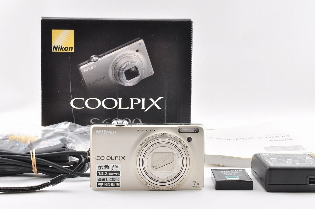 2ヶ月保証付き】Nikon COOLPIX S6000 シルバー コンデジ 光学7倍ズーム