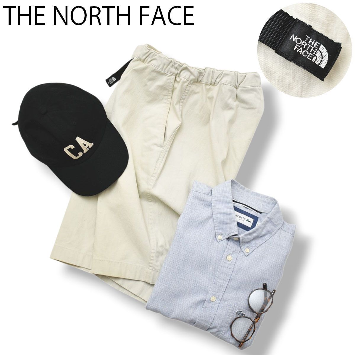 【ゴールドウィン製】 ノースフェイス THE NORTH FACE ロックソリッド ROCK SOLID リネン 麻混紡 クライミング ショーツ ショートパンツ L オフホワイト メンズ