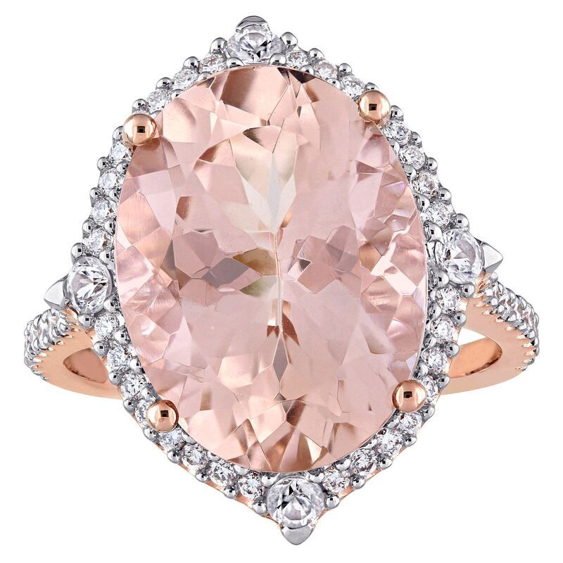 ステラ グレース レディース アクセサリー リング Stella Grace 14k Rose Gold Morganite White Sapphire 38 CaratW Diamond Halo Cocktail Ring 14k Rose Gold ゴ