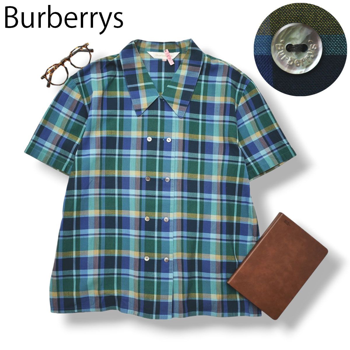 90s バーバリー Burberrys 半袖 チェック柄 ブラウス 11R ♪