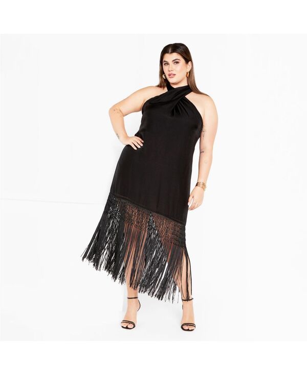 シティーシック レディース トップス ワンピース プラスサイズ フリンジ CITY CHIC Plusize Calypso Fringe Dress Black ブラック