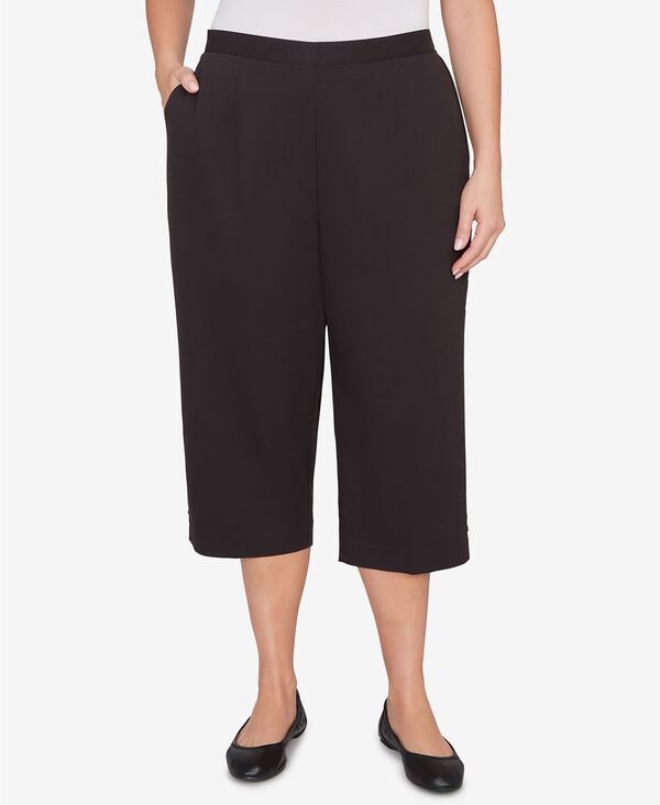 アルフレッド ダナー レディース ボトムス カジュアルパンツ プラスサイズ キャップ Alfredunner Plusize Classic Solid Twill Button Hem Capri Pants Black ブラック