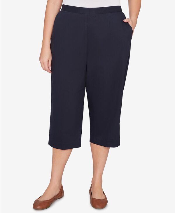 アルフレッド ダナー レディース ボトムス カジュアルパンツ プラスサイズ キャップ Alfredunner Plusize Classic Solid Twill Button Hem Capri Pants Navy ネイビー