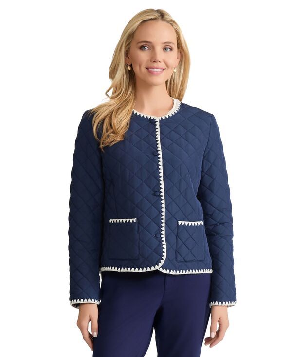 ジョーンズニューヨーク レディース アウター ジャケット・ブルゾン キルティング 長袖 Jones New York Womens Quilted LongSleeve Jacket Pacific NavyJones White ホワイト