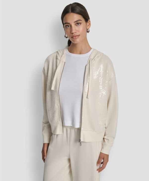 ダナキャランニューヨーク レディース アウター ジャケット・ブルゾン スパンコール 長袖 DKNY Jeans Womensequin DetailongSleeve Jacket Egg Nog