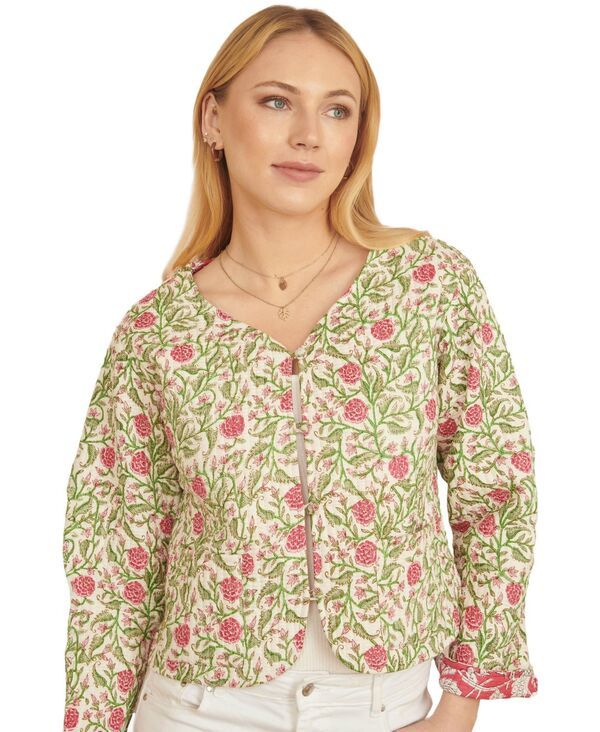 ユミキム レディース アウター ジャケット・ブルゾン フラワー柄 キルティング コットン フラワー Yumi Womens Floral Reversible Cotton Quilted Jacket Whitepink ホワイト