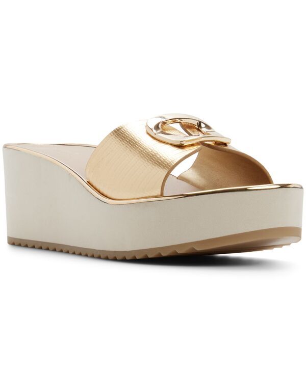 アルド レディース シューズ スリッポン・ローファー サンダル ALDO Womens Menhaden Wedge SlipOn Sandals Embossed Lizard Gold Metallic ゴールド