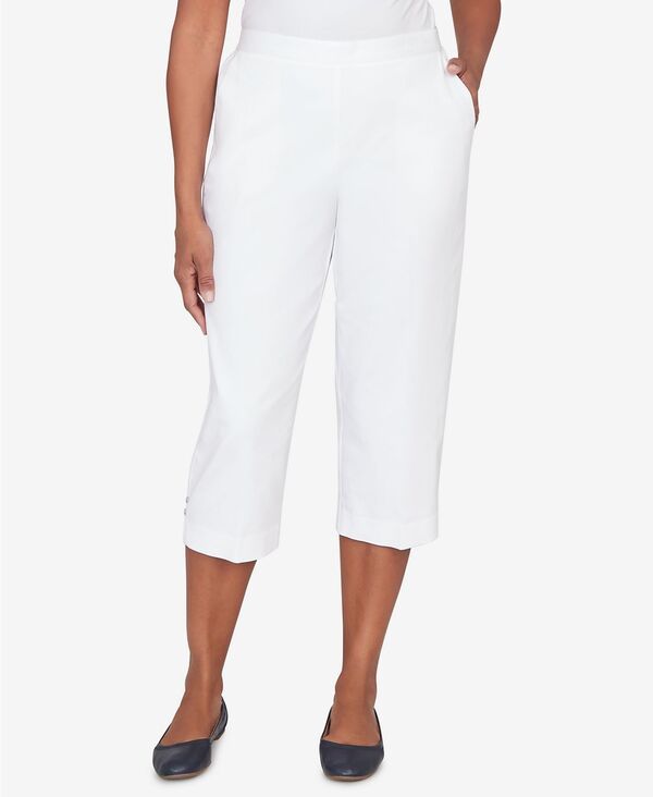 アルフレッド ダナー レディース ボトムス カジュアルパンツ プチ キャップ Alfredunner Petite Classic Solid Twill Button Hem Capri Pants White ホワイト