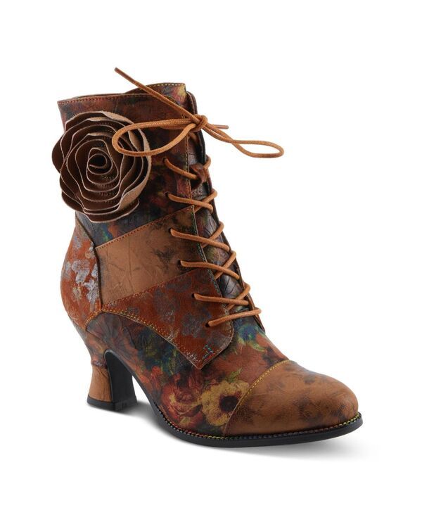 ラリティステ レディース シューズ ブーツ・レインブーツ フラワー柄 レース フラワー ヒール LArtiste L Artiste Women s ROSELIAFLOW Baroque FloralaceUp Boots with 3D Rose Appl