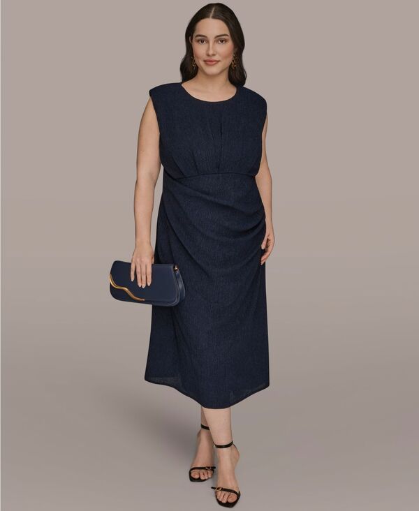 ダナ キャラン ニューヨーク レディース トップス ワンピース プラスサイズ ミディ Donna Karanew York Plusize Jewel Neck Midi Dress Nightfall