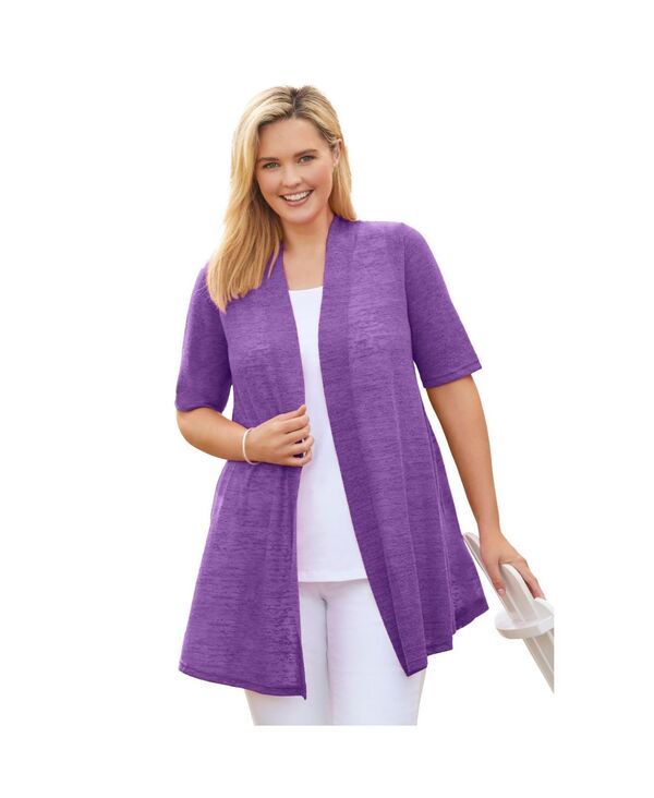 ウーマン ウィズイン レディース アウター ニット・セーター プラスサイズ カーディガン Woman Within Plusize Within Lightweight Open Front Cardigan Sweater White ホワイト