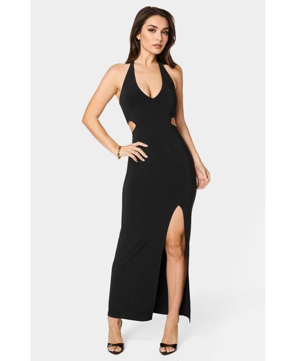ベベ レディース トップス ワンピース カットアウト ミディ ホルター Bebe Womenslit Front Cutout Halter Midi Dress Black ブラック