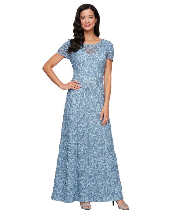 アレックスイブニングス レディース トップス ワンピース A ライン プチ スパンコール Alex Evenings Petite Soutache Sequin ALine Dresskyblue スカイブルー