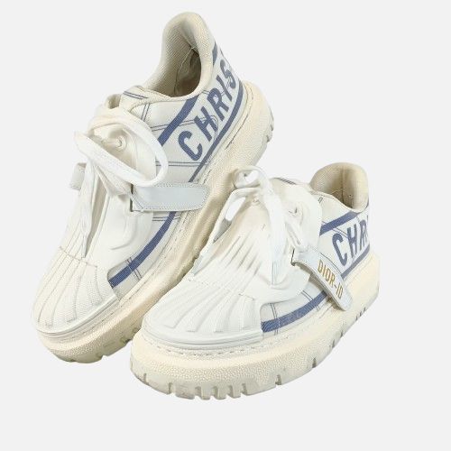 中古　ディオール DIOR-ID スニーカー 41(28㎝) 白 青 ローカット シューズ 靴のみ　使用感あり