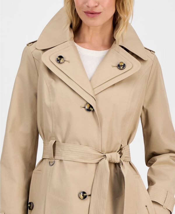 ロンドンフォグ レディース アウター ジャケット・ブルゾン プチ コート London Fog Petite SingleBreasted Hooded Belted Trench Coat STONE ストーン