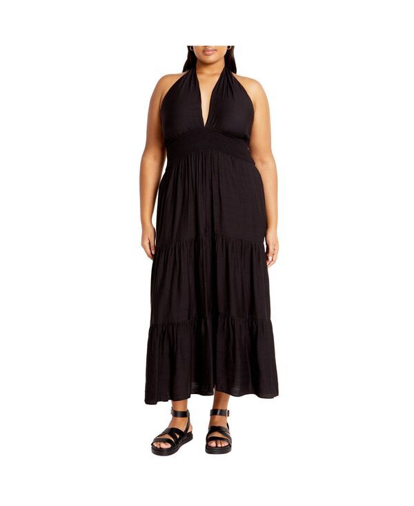 シティーシック レディース トップス ワンピース プラスサイズ マキシ CITY CHIC Plusize Dallas Maxi Dress Black ブラック