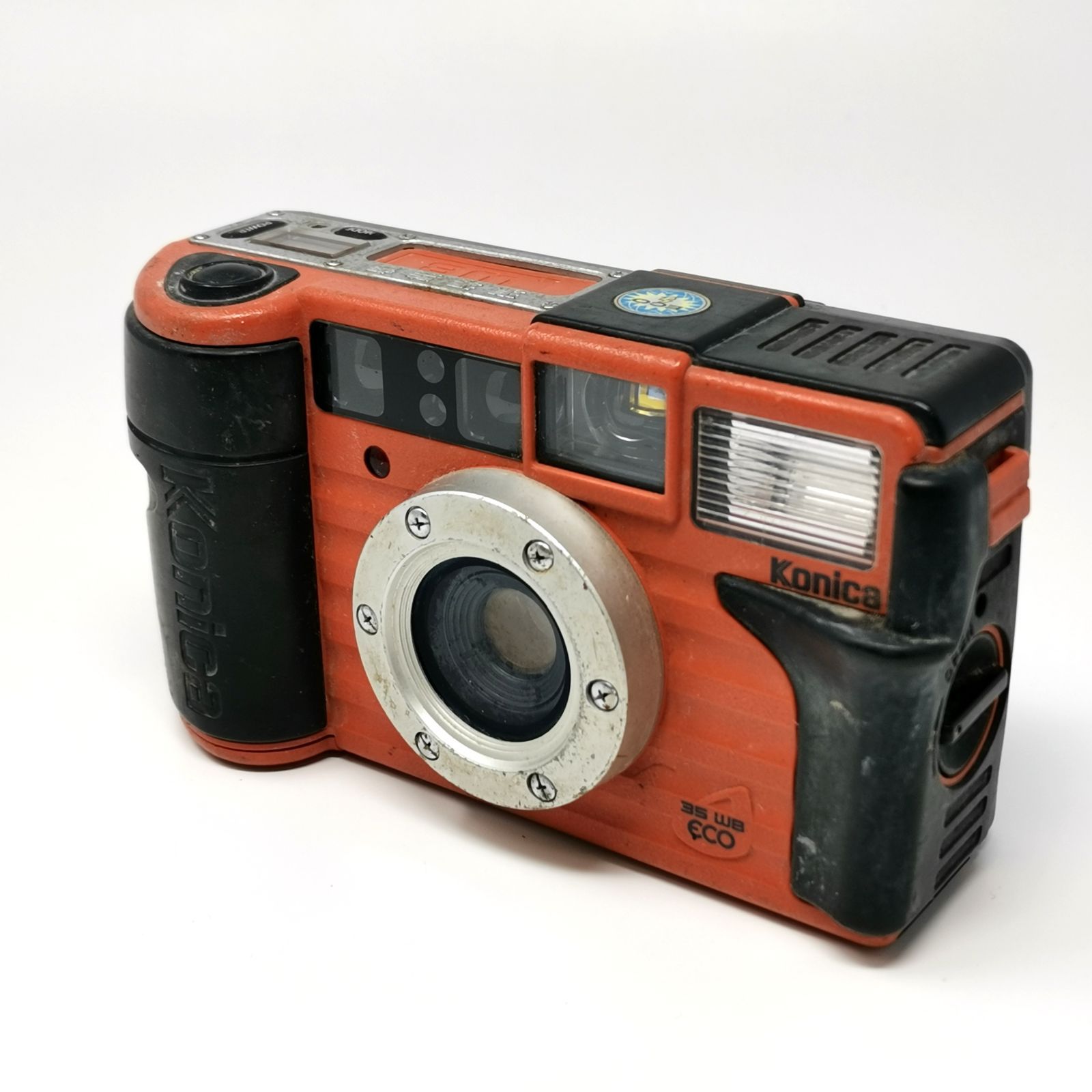 コニカ KONICA 現場監督 35WB ECO オレンジ コンパクトフィルムカメラ 汚れあり 中古品 動作未確 管理番号 ARCANKO2466