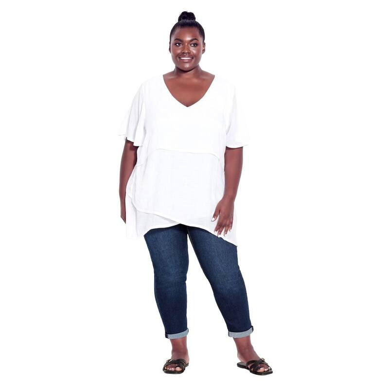アベニュー レディース ボトムス デニムパンツ プラスサイズ プチ Avenue Womens Plusize Petite Denim Girlfriend Stretch Jean Dark Wash デニム