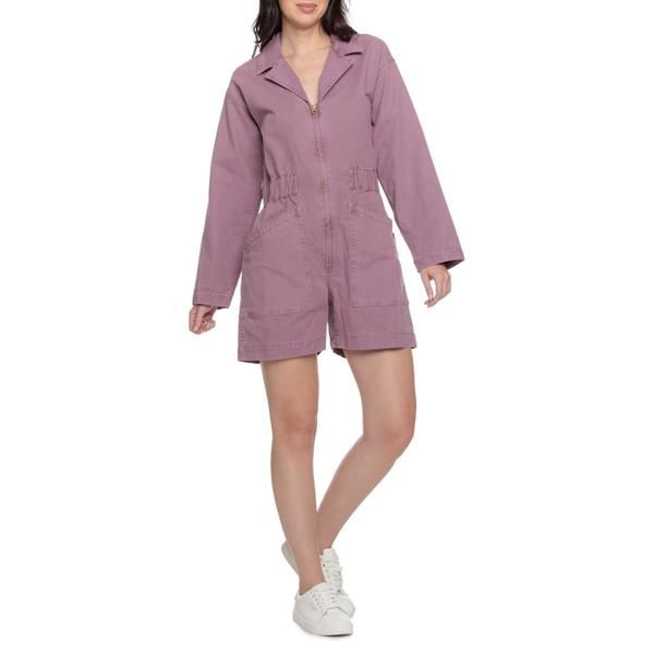 ファレティ レディース トップス ワンピース ロンパース コットン Faherty SunWashed Canvas Romper Organicotton Long Sleeve Weathered Orchid