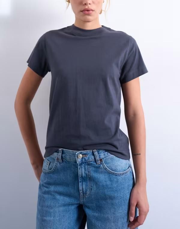 トップショップ レディース トップス Tシャツ Topshop boxy tee in charcoal チャコール