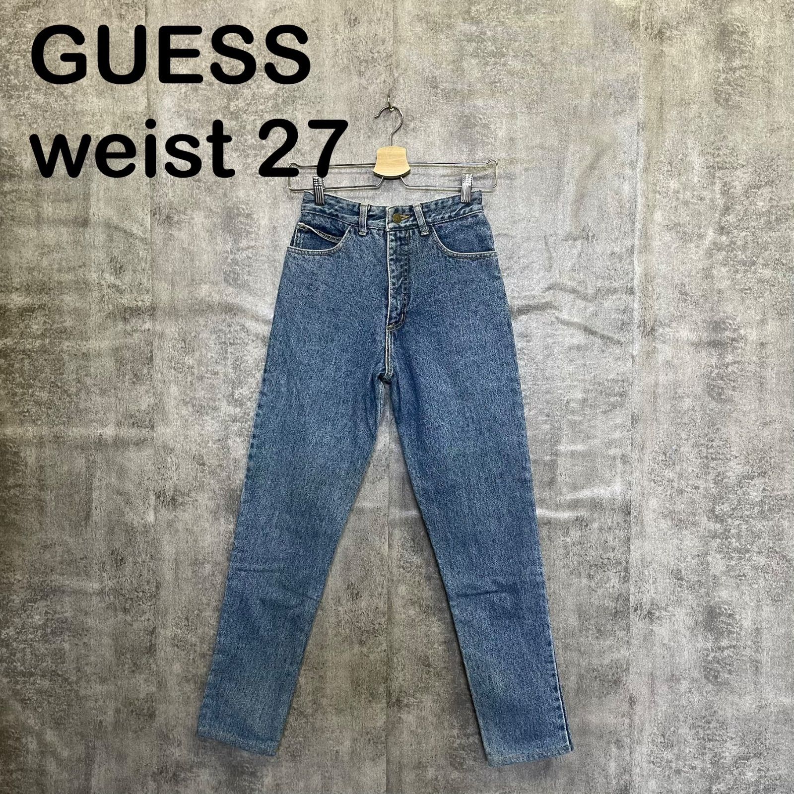 【T-1355】USA製 GUESS Georges Marciano デニムパンツ テーパード ジーンズ ゲス マルシアーノ 90s ヴィンテージ ケミカルウォッシュ インディゴ 古着 アメカジ ハイウエスト ストレート 希少モデル メンズ 古着デニム