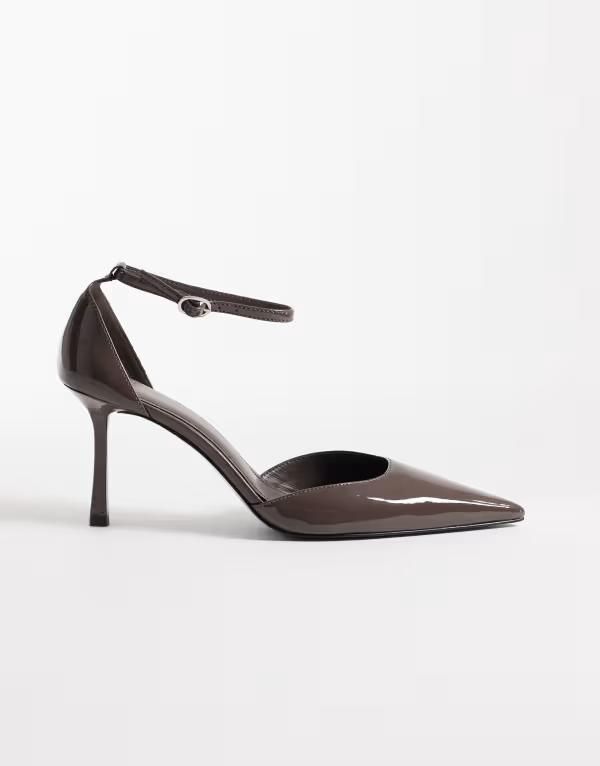 マンゴ レディース シューズ ヒール アンクル Mango ankle strapointed heels in mocha モカ 17,836円