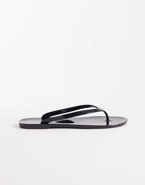 エイソス レディース シューズ サンダル ASOS DESIGN Foxton jelly flip flops Black ブラック