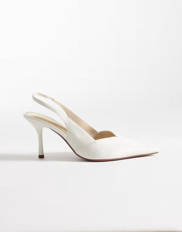 エイソス レディース シューズ ヒール ASOS DESIGN Sabrina slingback stiletto heels IVORY アイボリー